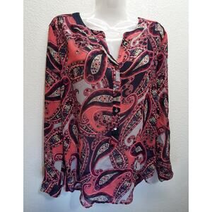 Liz Claiborne Paisley Sheer Tunic Top l Size: M